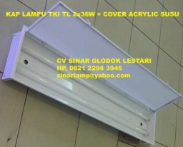 Kap Lampu TKI TL Neon 2x36W + Cover Acrylik Susu